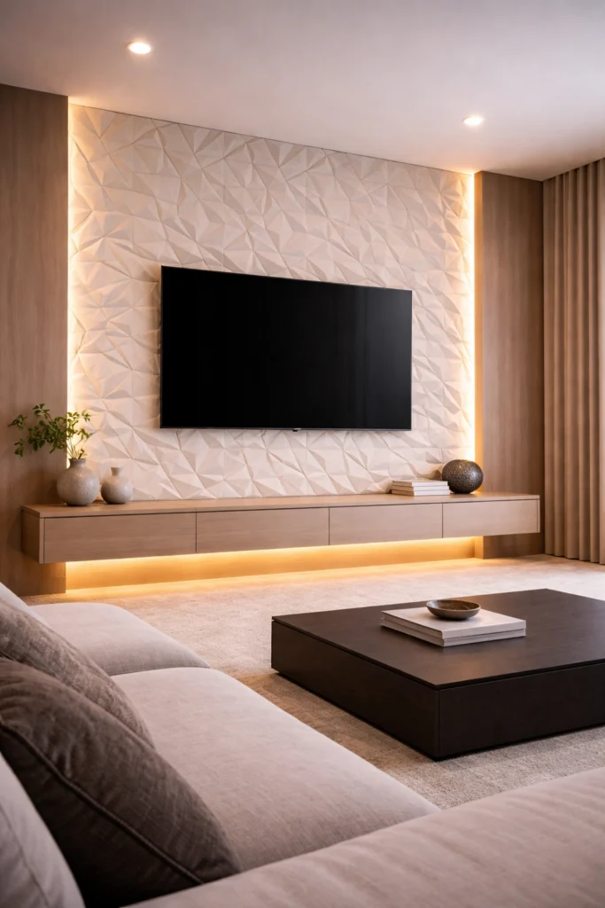 3D Geometric Panel TV Wall Idea