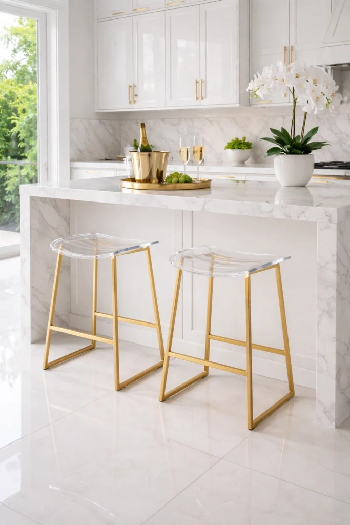 Acrylic Ghost Stools with Gold Base Idea