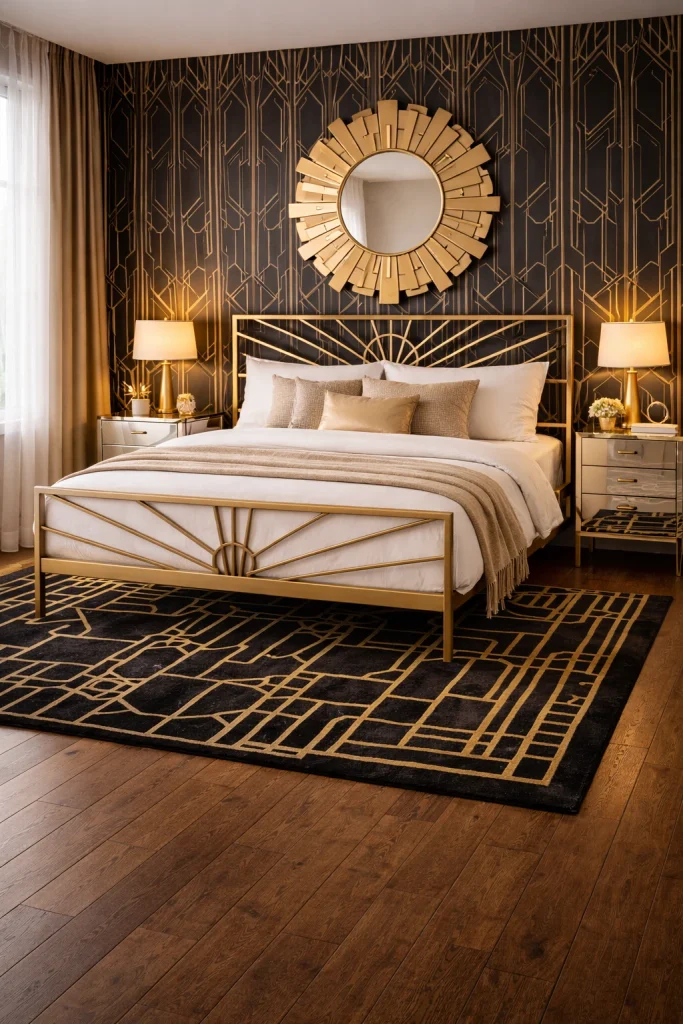 Art Deco Metal Frame Bed Style