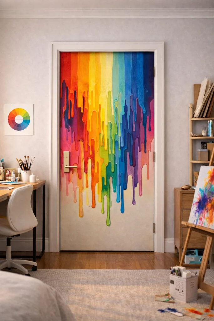 Artistic Drip Paint Door Style