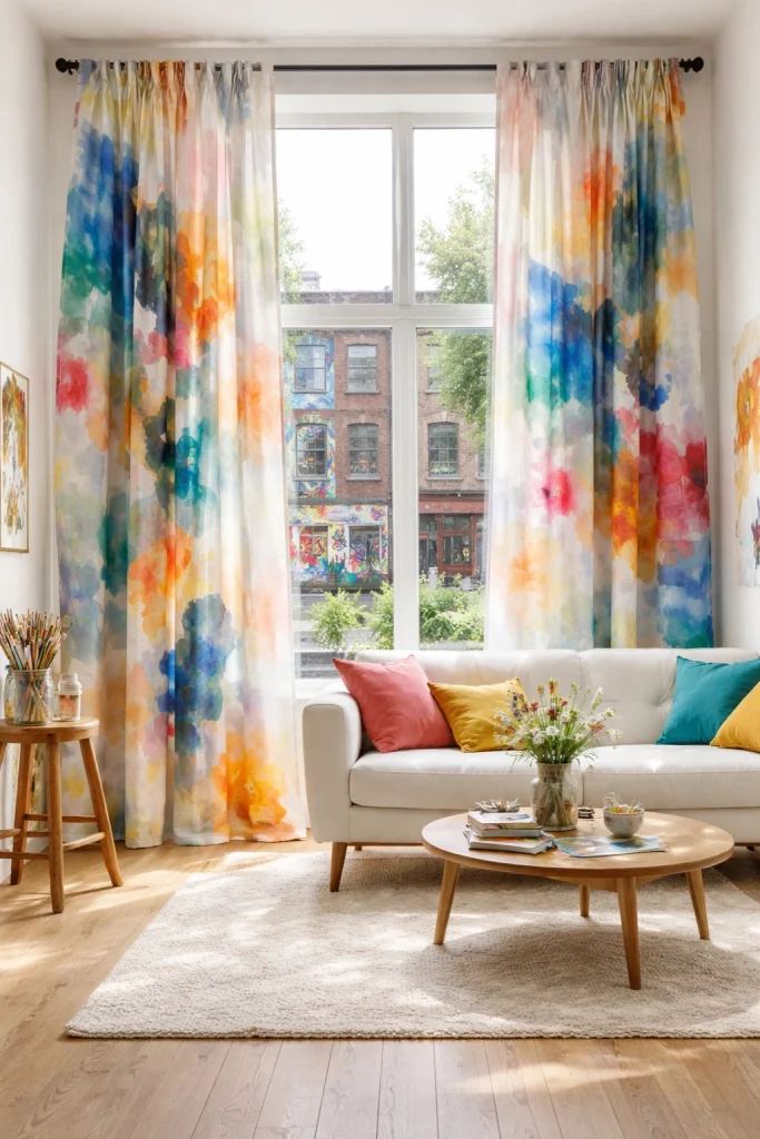 Artistic Painted Fabric Curtains Style
