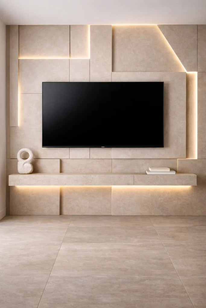 Asymmetrical Geometric Panel Wall Style