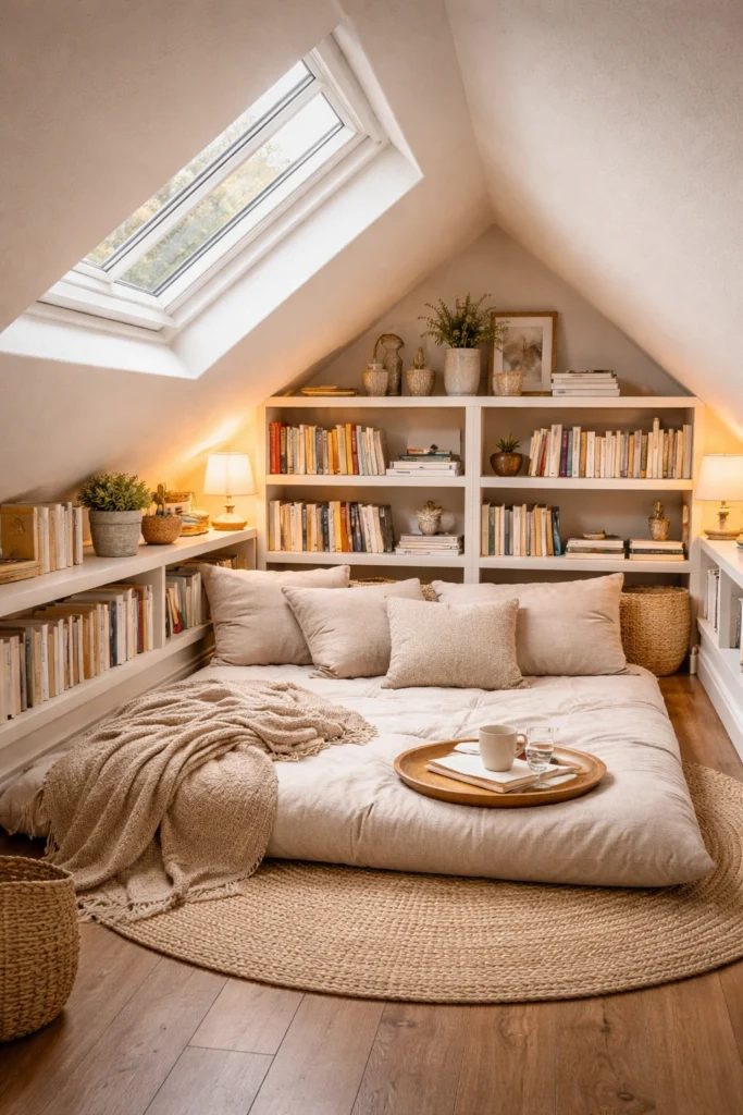 Attic Sloped Ceiling Library Style