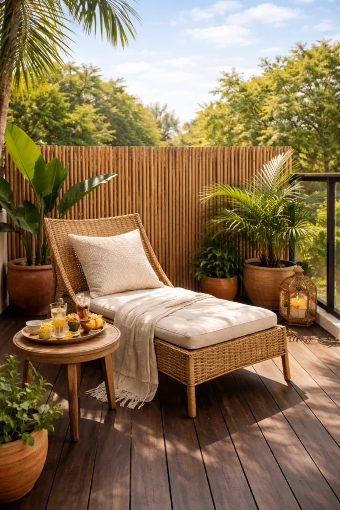 Balcony with Bamboo Screen + Tropical Mood Style
