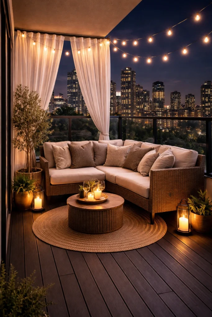 Balcony with Curtain + LED Mood Lighting Style