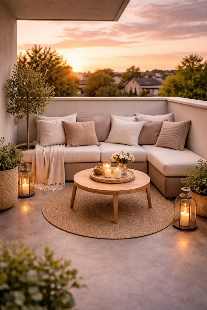 Balcony with Half Wall + Cushion Lounge Style