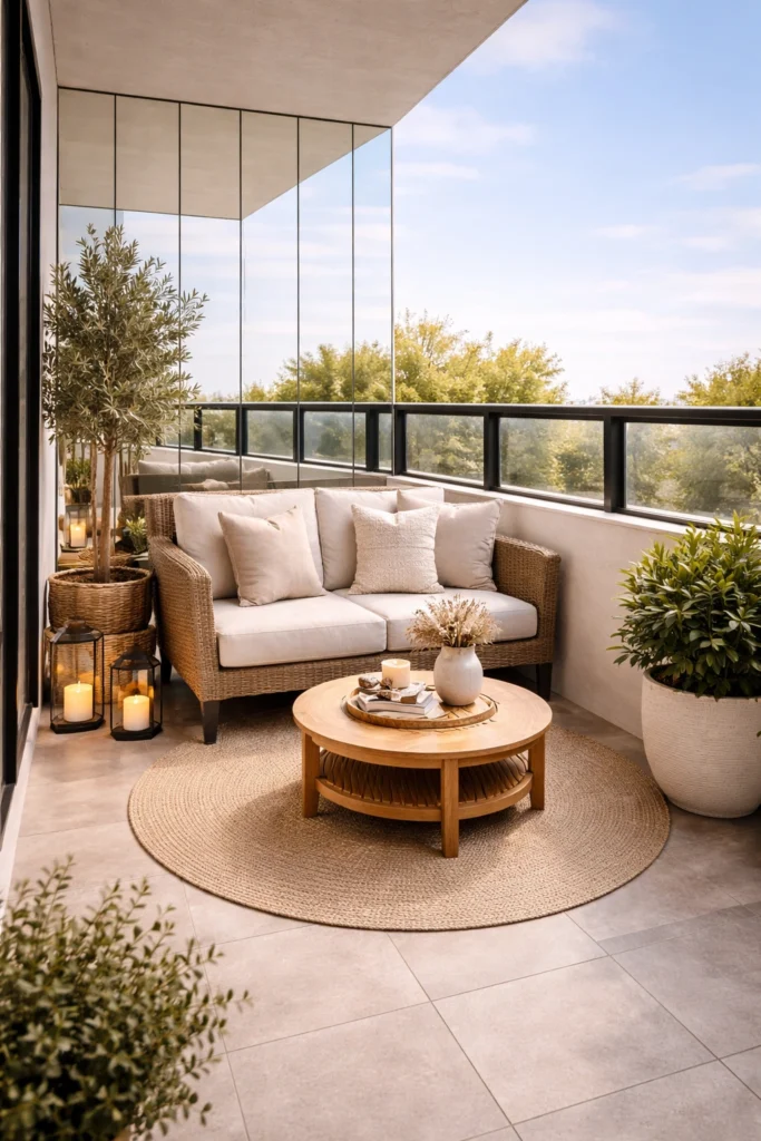 Balcony with Mirror Panels Style