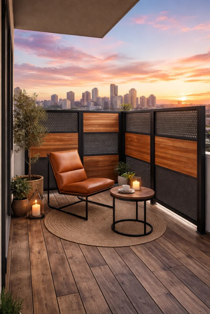 Balcony with Wood + Steel Mix Panels Style
