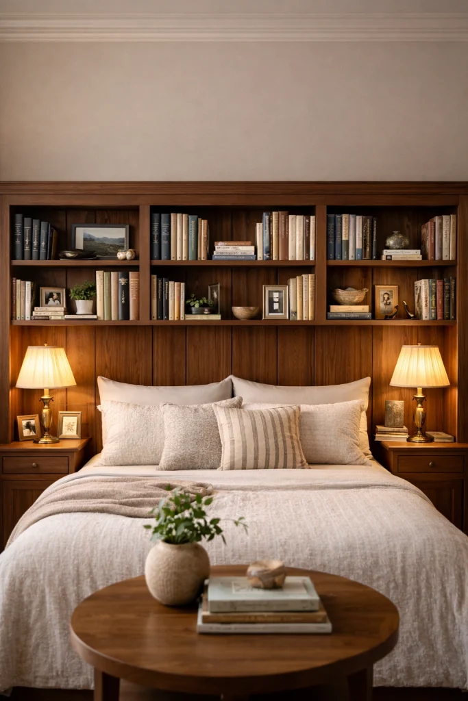 Bedroom Headboard Bookshelf Wall Style