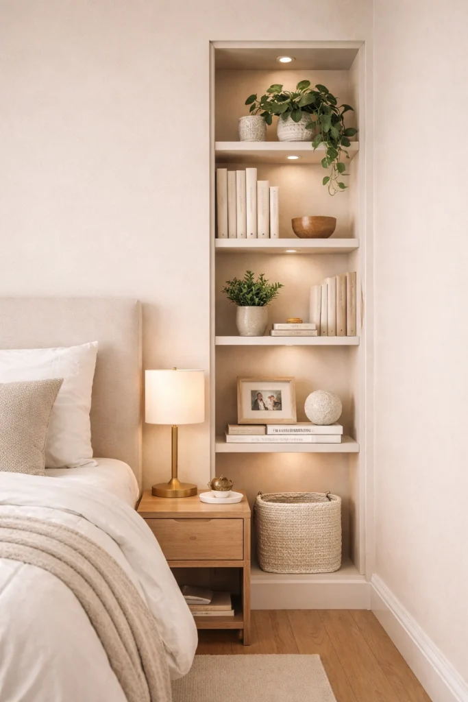 Bedside Built-In Shelf Column Style