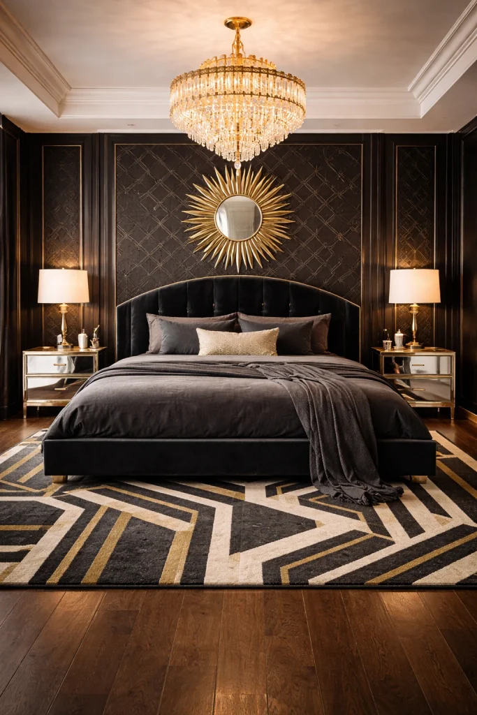 Black Art Deco Bedroom Style