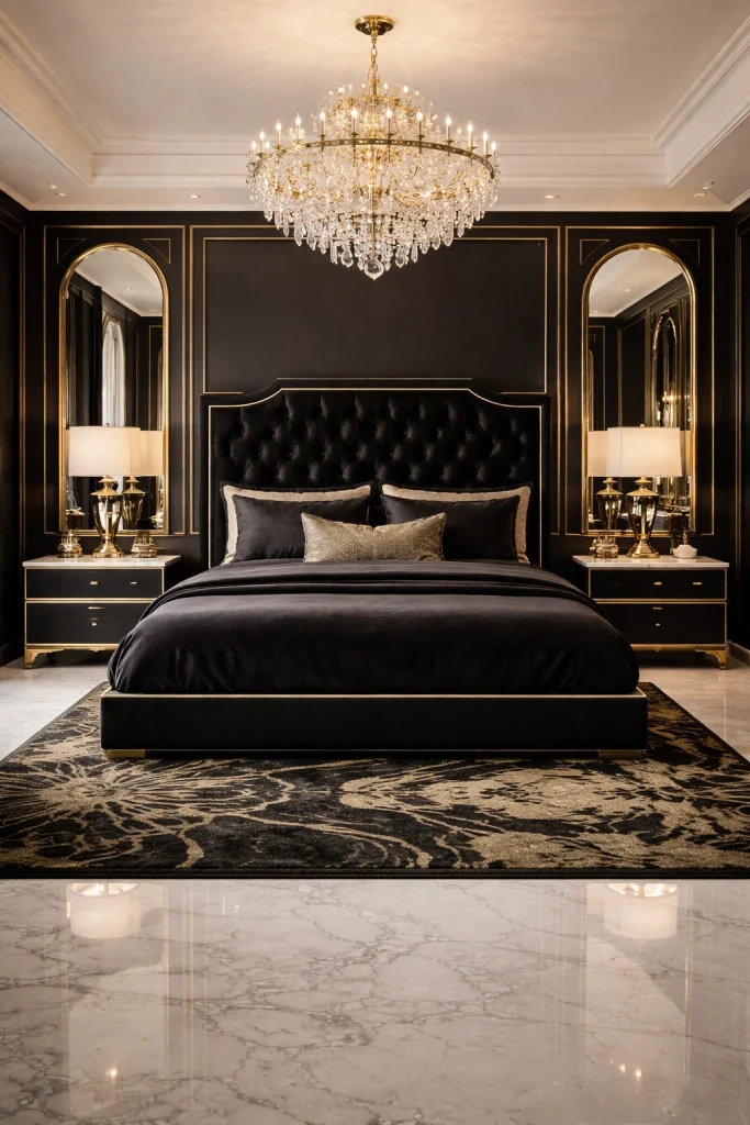 Black & Gold Luxury Bedroom Style