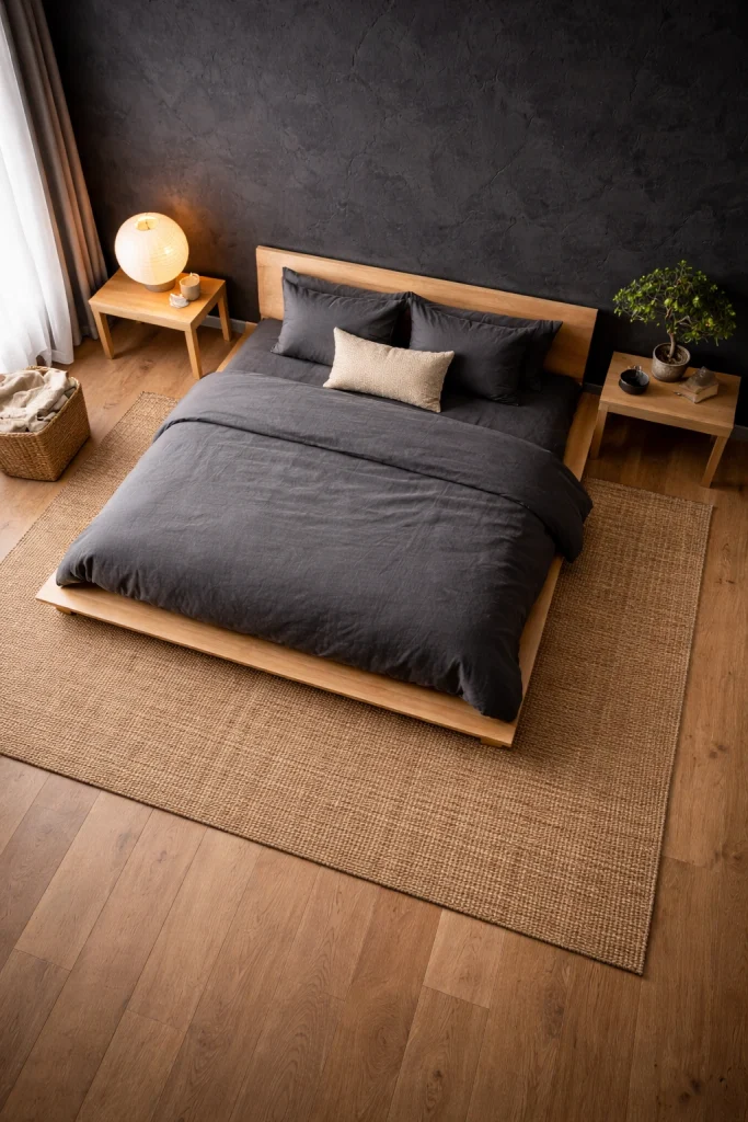 Black Japandi Style Bedroom