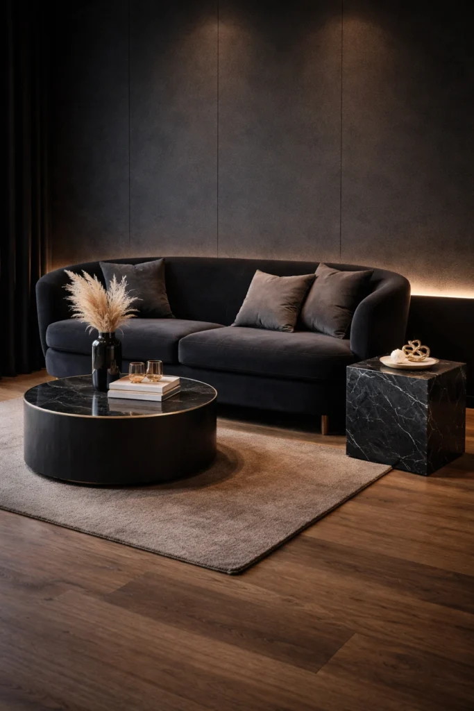 Black Luxury Small Living Room Idea