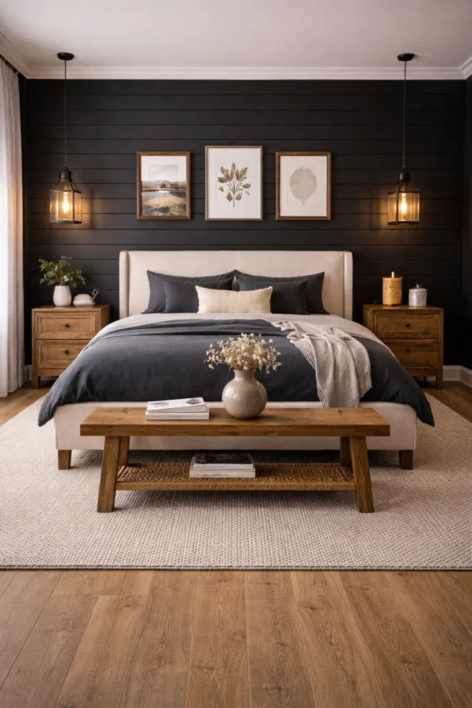 Black Modern Farmhouse Bedroom Style