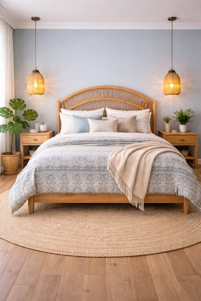 Blue Boho Cozy Bedroom Style