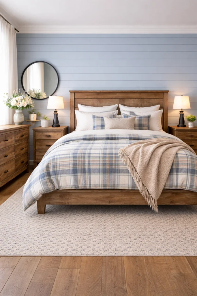 Blue Farmhouse Bedroom Style