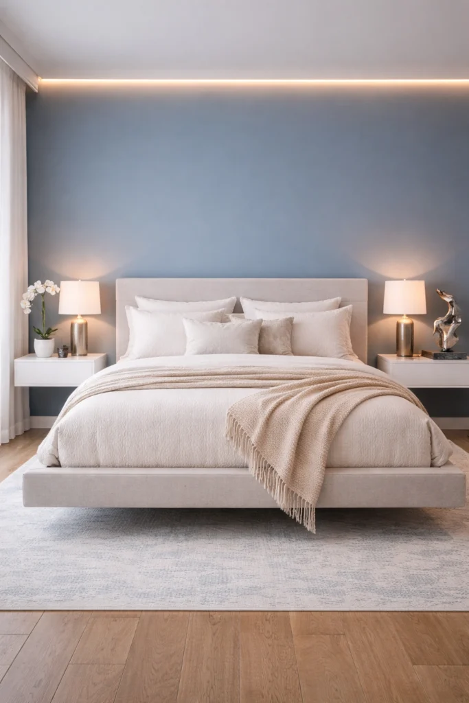 Blue Minimal Luxury Bedroom Style