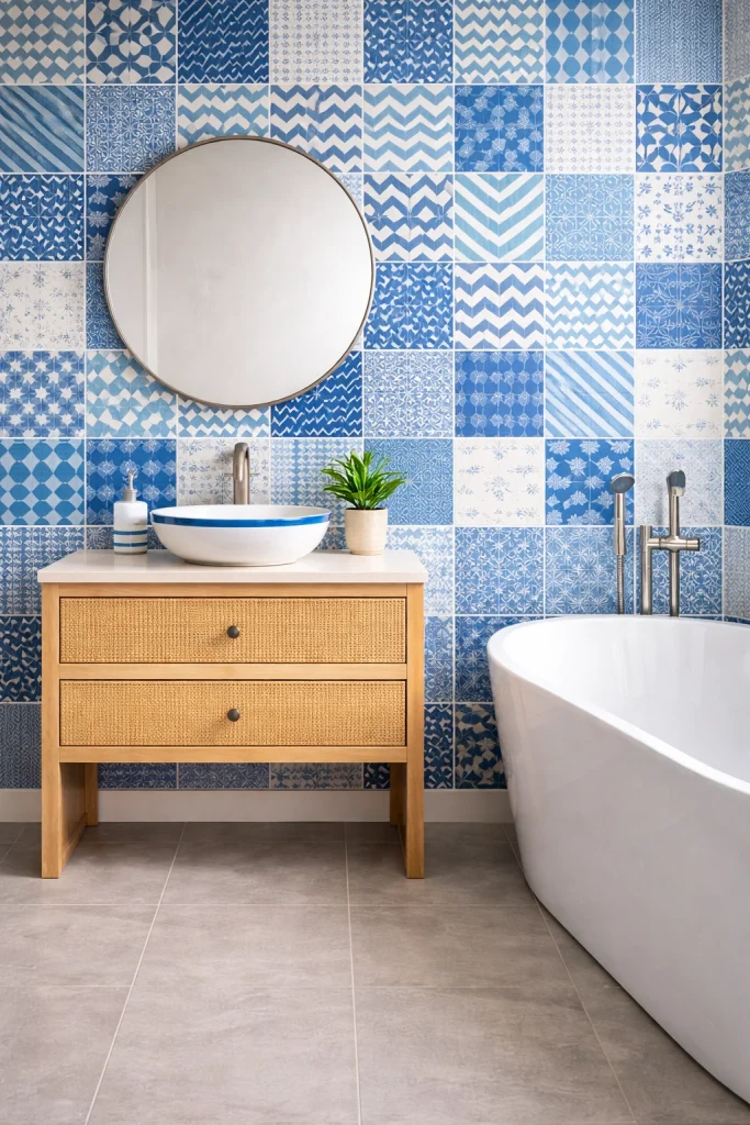Blue Patchwork Bathroom Style