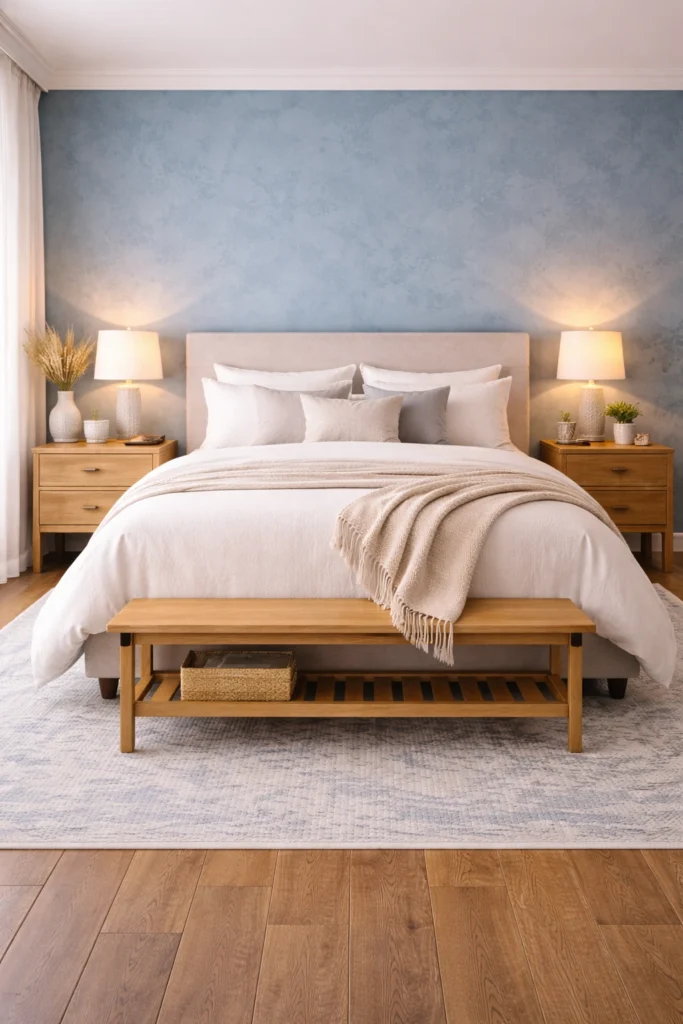 Blue Textured Wall Bedroom Style