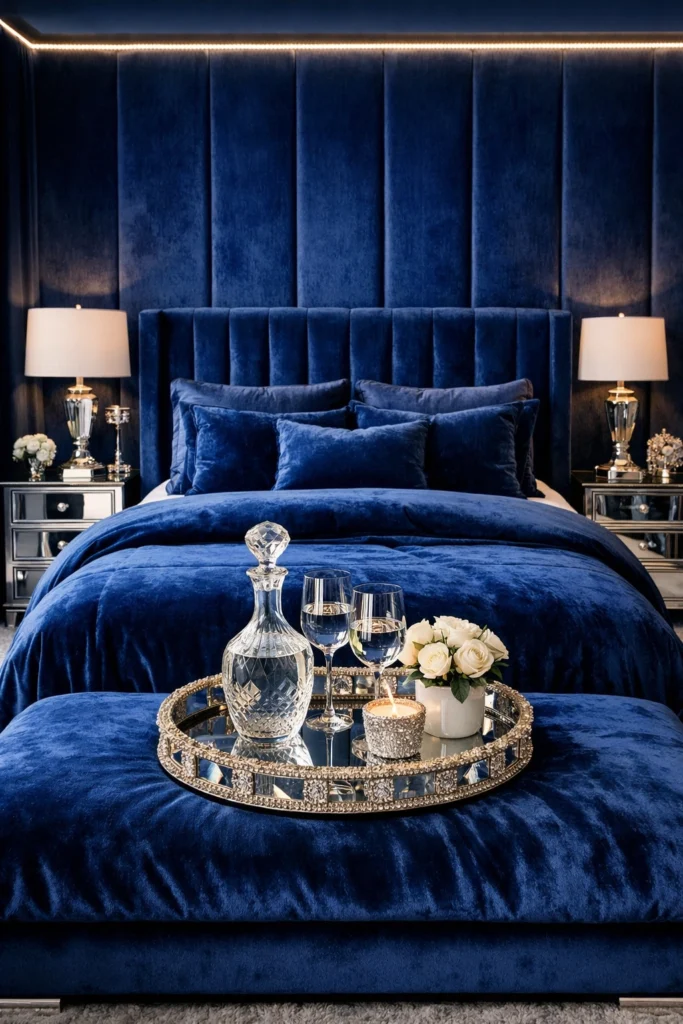Blue Velvet Luxury Bedroom Style