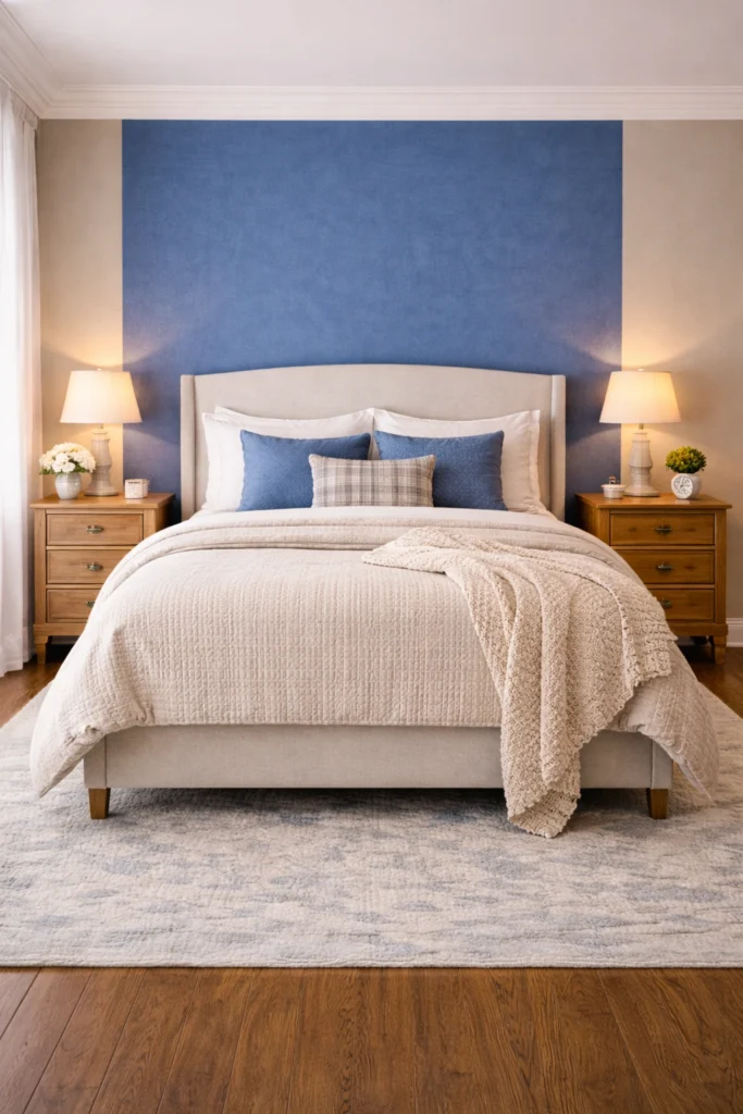 Blue and Beige Cozy Bedroom Style