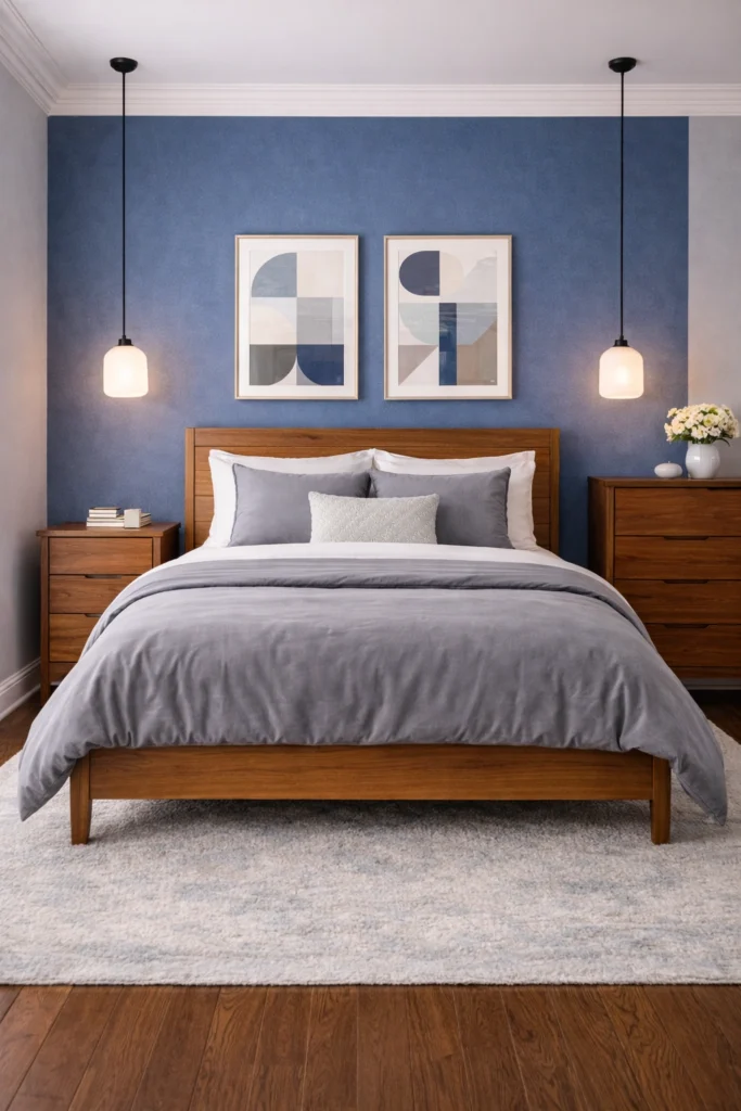 Blue and Grey Modern Bedroom Style