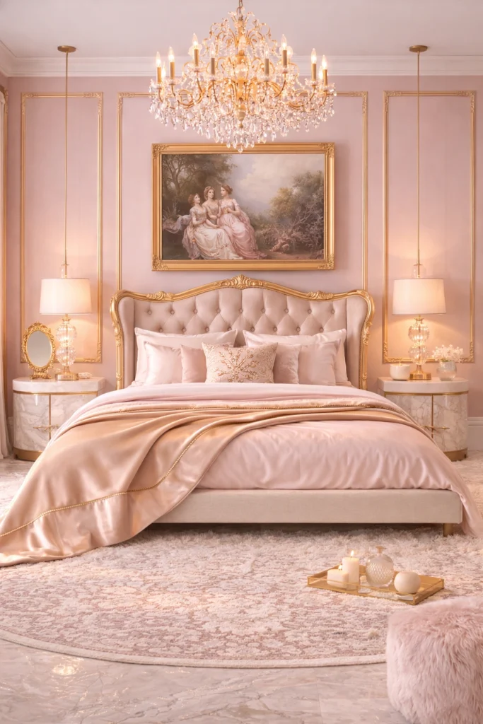Blush Gold Royal Bedroom Style