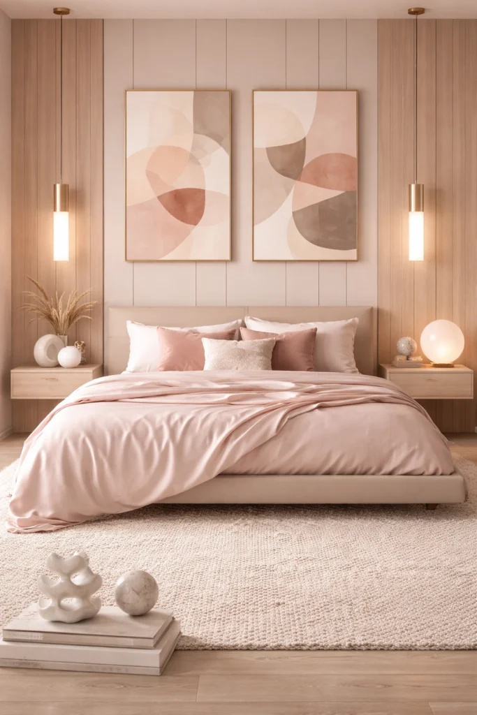 Blush Pink Contemporary Bedroom Style