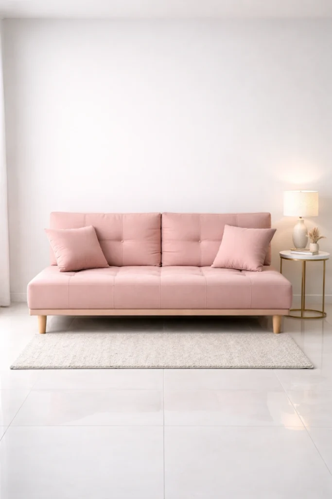 Blush Pink Foldable Sleeper Sofa Idea