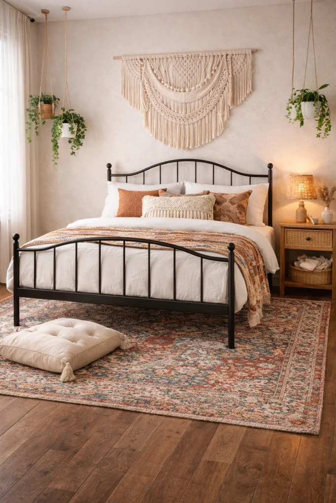 Boho Chic Metal Bed Frame Style