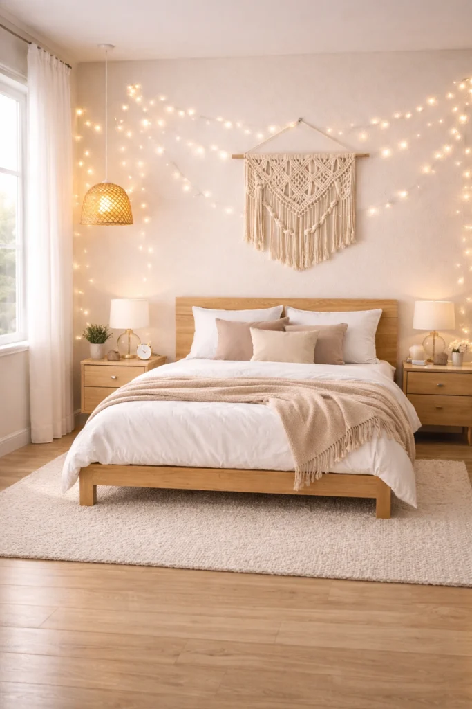 Boho Fairy Light Bedroom Style