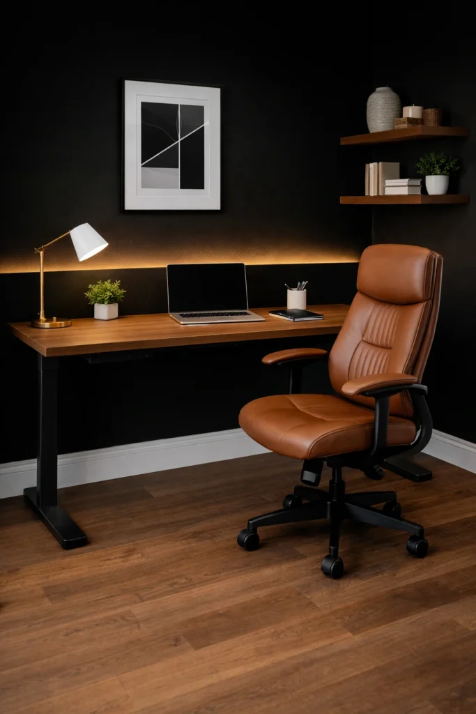 Bold Black Accent Workspace Idea
