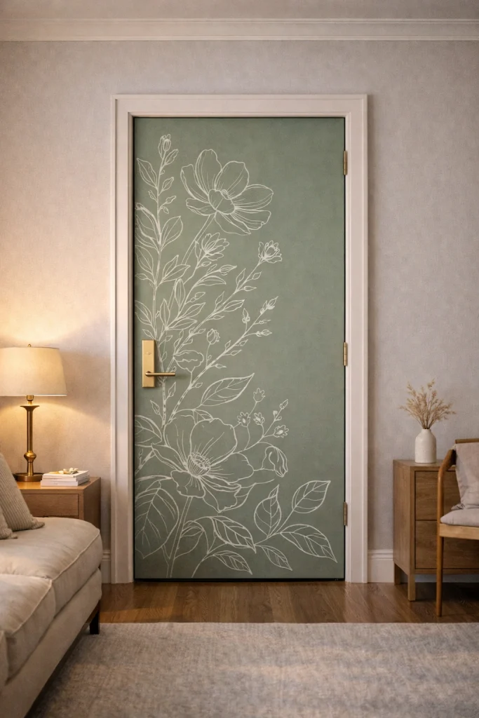 Botanical Line Art Door Style