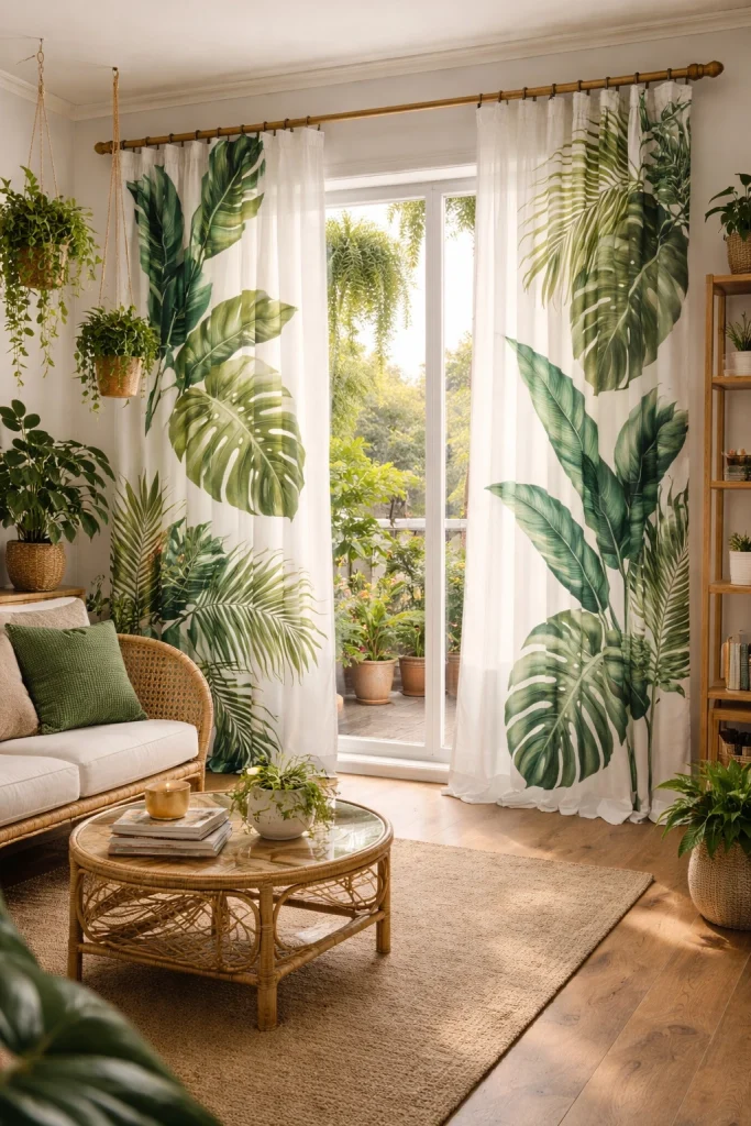 Botanical Print Statement Curtains Style