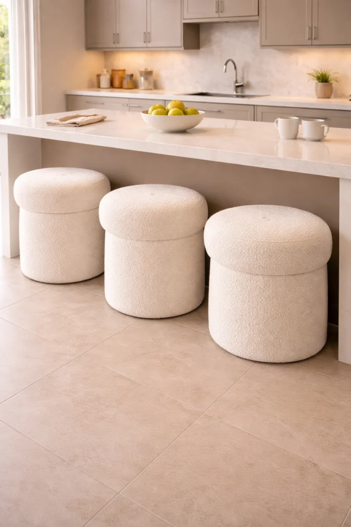 Boucle Fabric Soft Modern Stools Idea