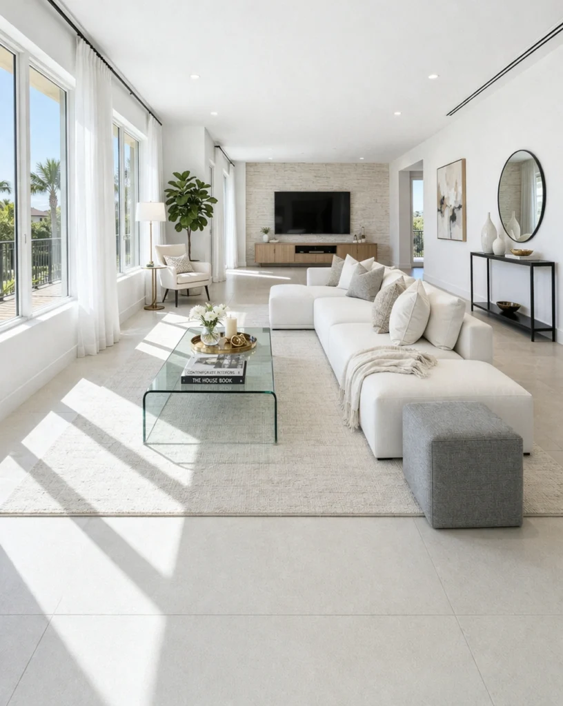 Bright Modern Long Living Room Idea