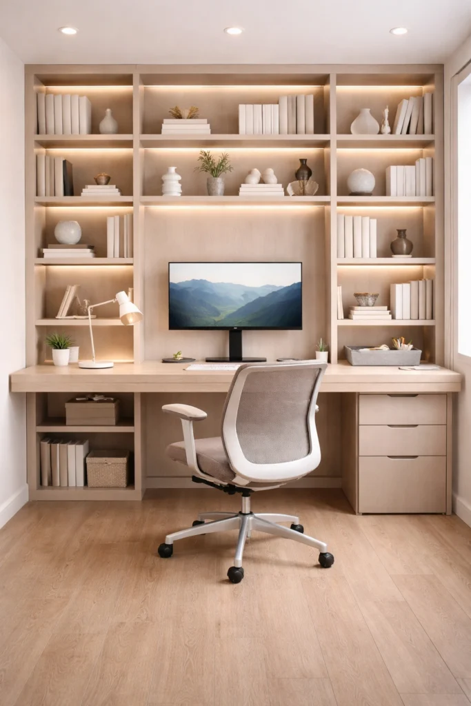 Built-In Bookshelf Home Office Idea