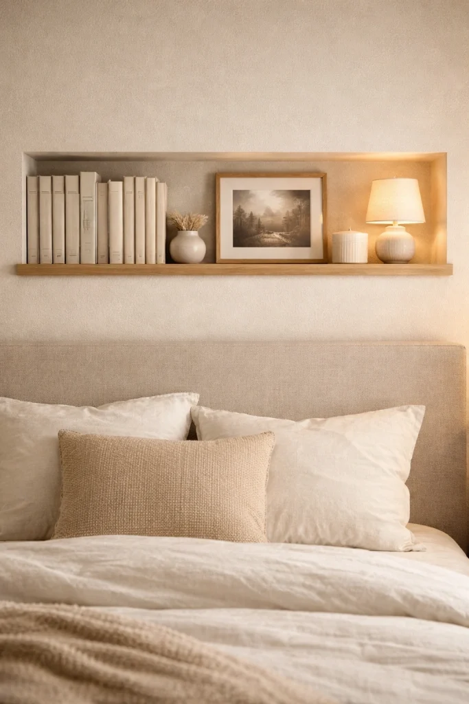 Built-In Headboard Bookshelf Style