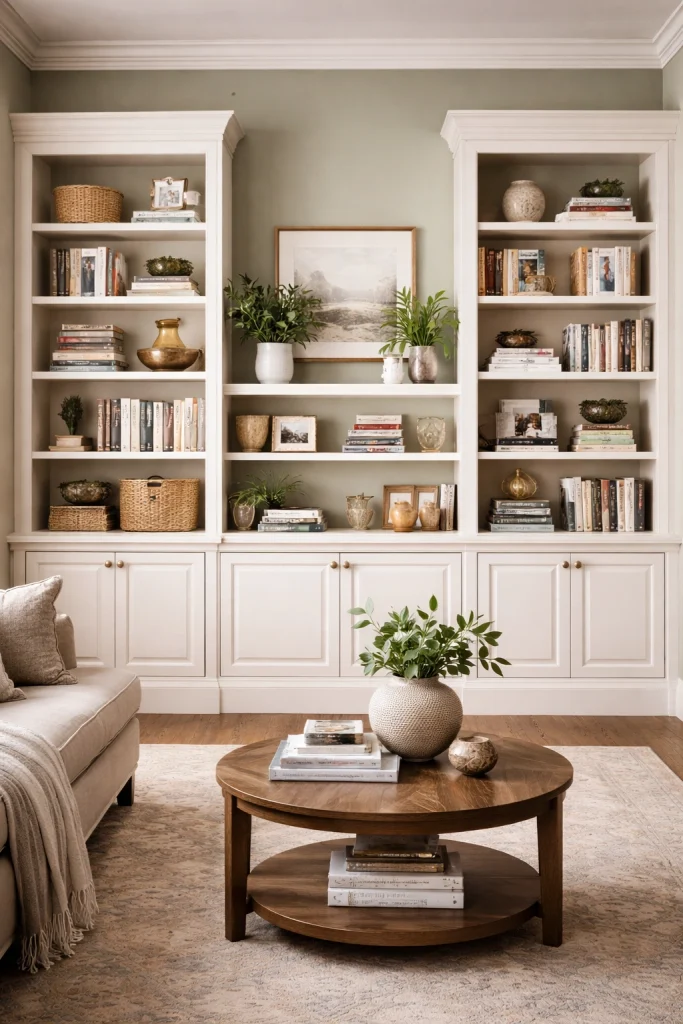 Built-In Living Room Storage Bookshelf Style