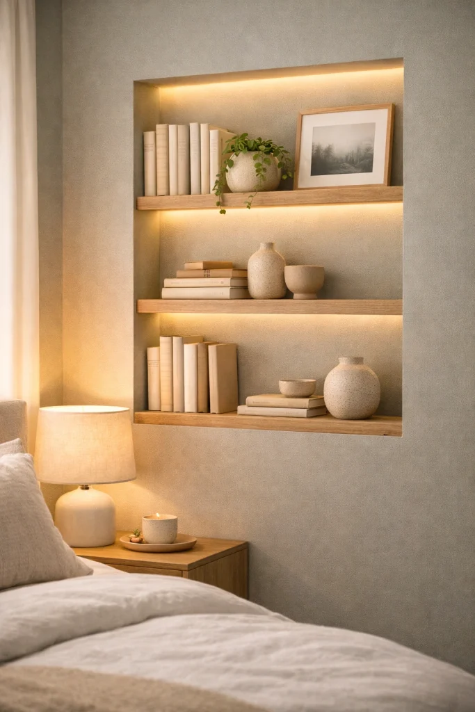 Built-In Wall Niche Bookshelf Style