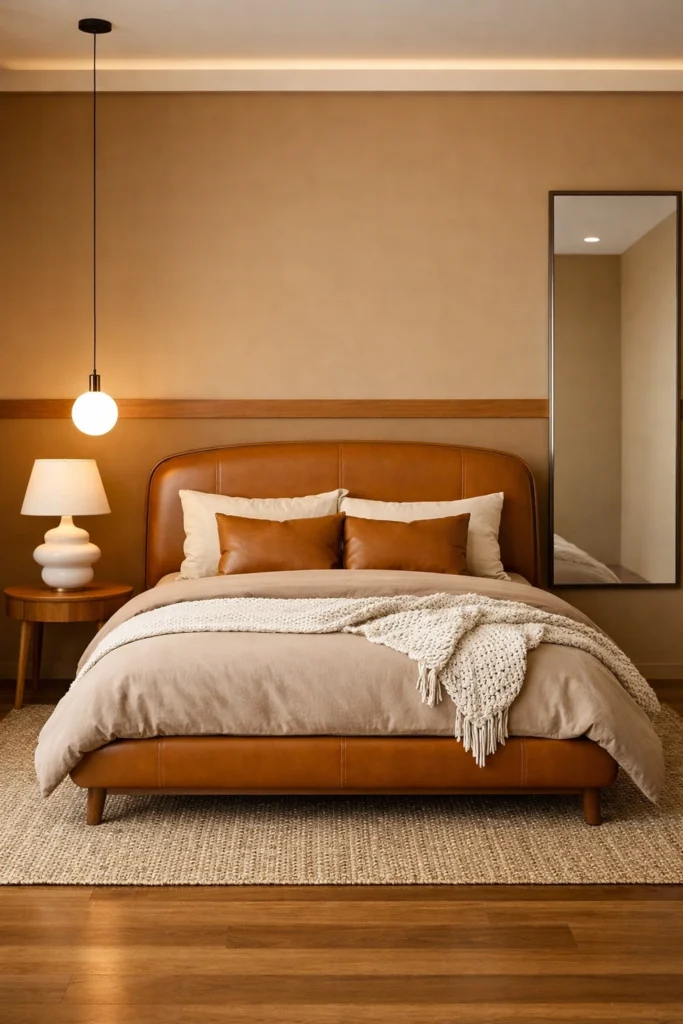 Caramel Leather Modern Bedroom Style