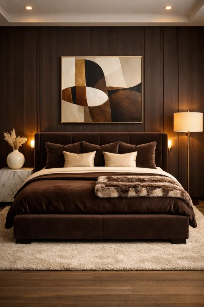 Chocolate Velvet Luxury Bedroom Style