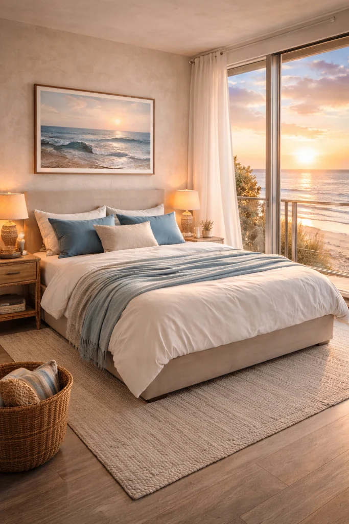 Coastal Balcony Sunrise Bedroom Style