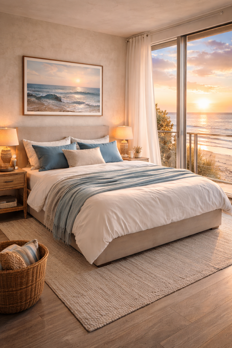 Coastal Balcony Sunrise Bedroom Style