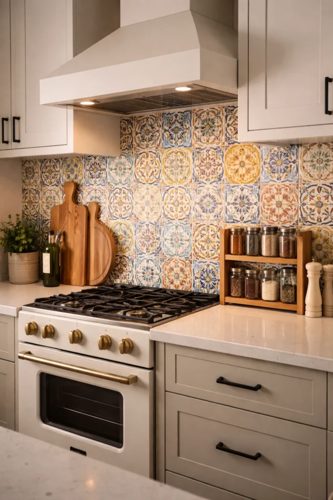 Colourful Tile Backsplash Kitchen Idea