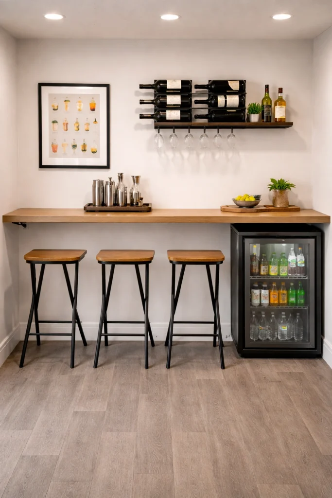 Compact Apartment-Style Basement Bar Style
