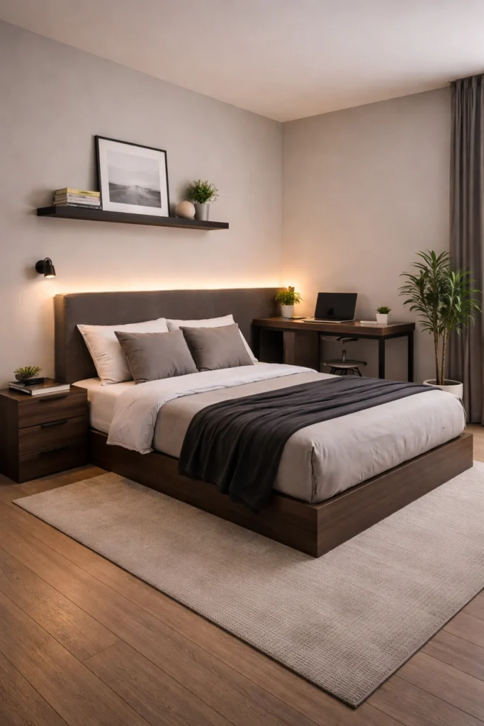 Compact Corner Bed Setup Idea