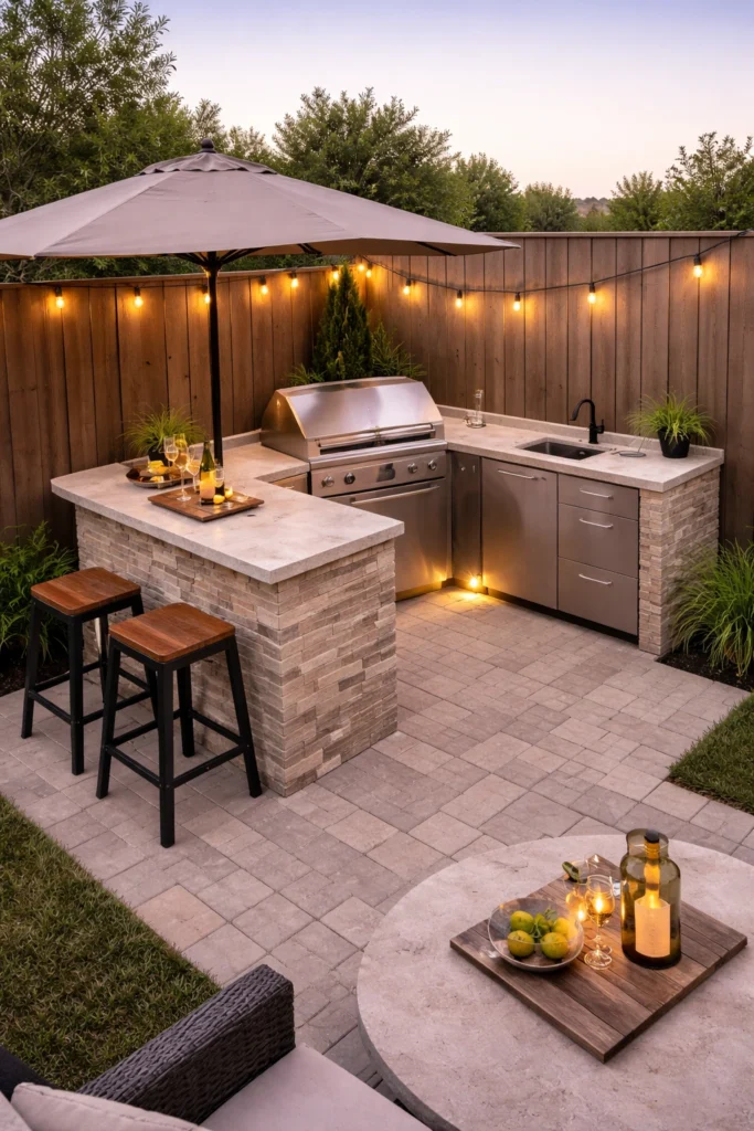 Compact Small Backyard Outdoor Kitchen Ideas