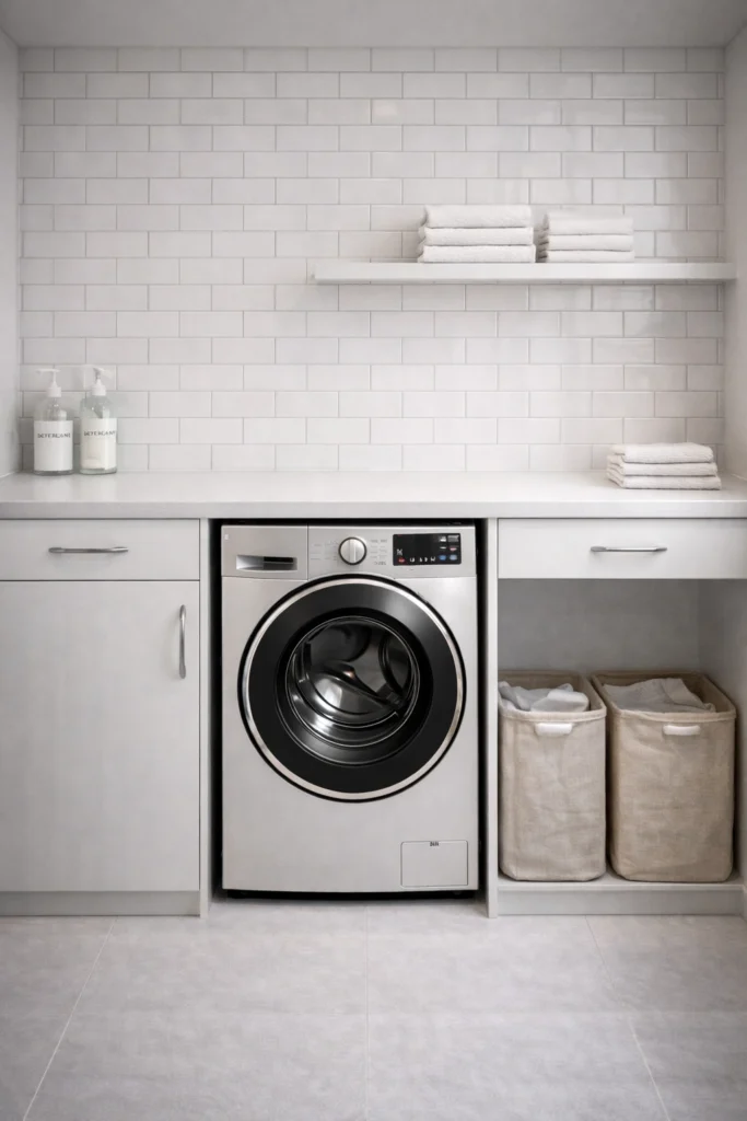 Compact Tile Laundry Utility Style